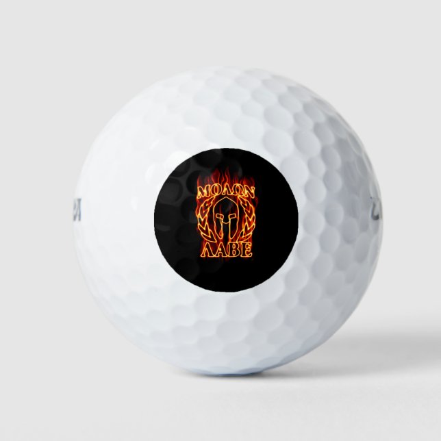 Molon Labe Spartan Warrior on Fire Golf Balls (Front)