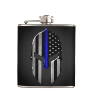 Molon Labe Thin Blue Line Hip Flask