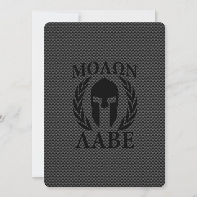Molon Labe Warrior Laurels on Black Carbon (Front)