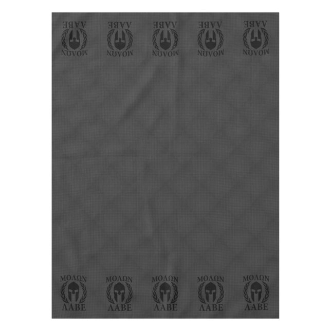 Molon Labe Warrior Laurels on Black Carbon Tablecloth (Front)