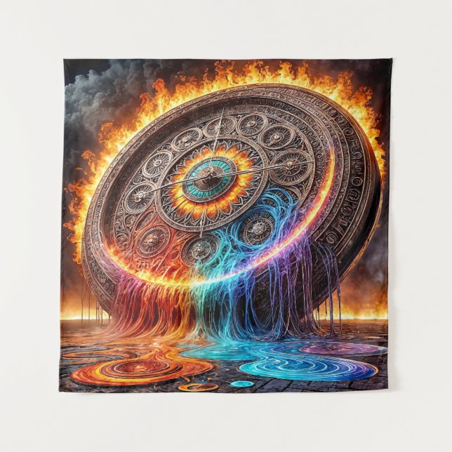 Molten Clock of Fire Tapestry (Front)
