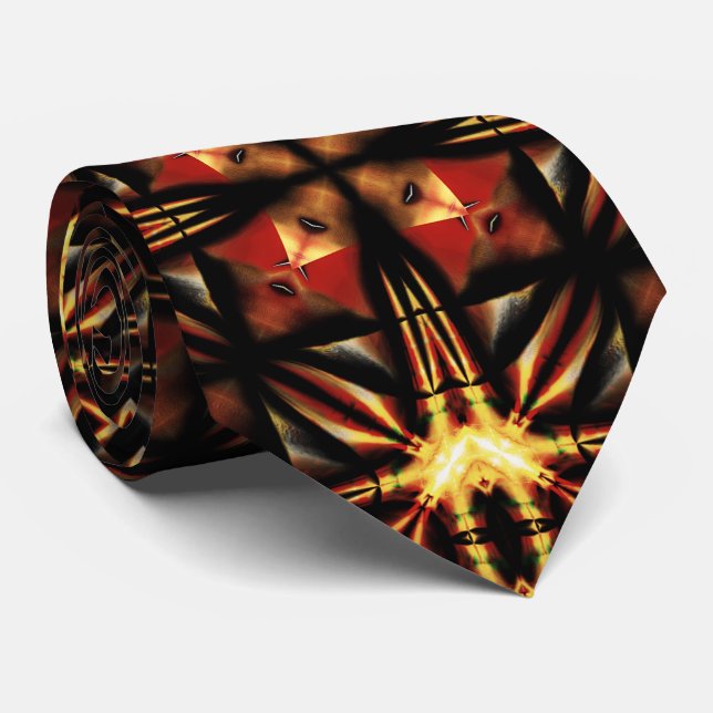 Molten Ember Lattice – Bold Statement Tie (Rolled)