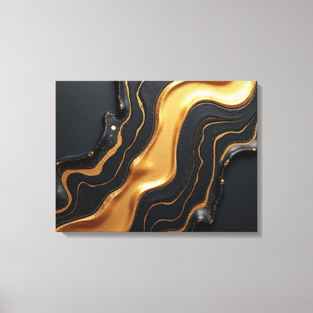 Molten Gold Drift – Luxe 24x18 Fluid Abstract Canvas Print (Front)