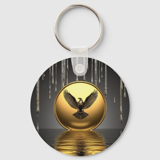 🦅 Molten Gold Eagle Power Pendant Charm 🦅 Key Ring (Front)