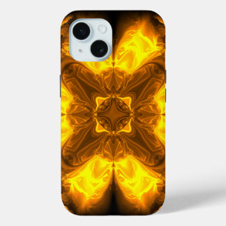 Molten Gold Solar Fractal Art iPhone 15 Case
