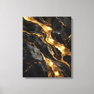 Molten Gold Through Black Marble Canvas Print