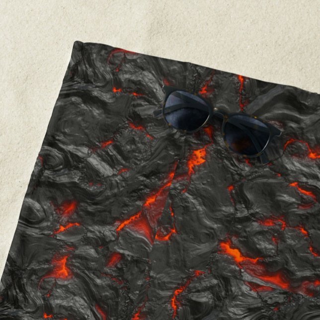 Molten lava volcano black and red beach towel (Creator Uploaded)