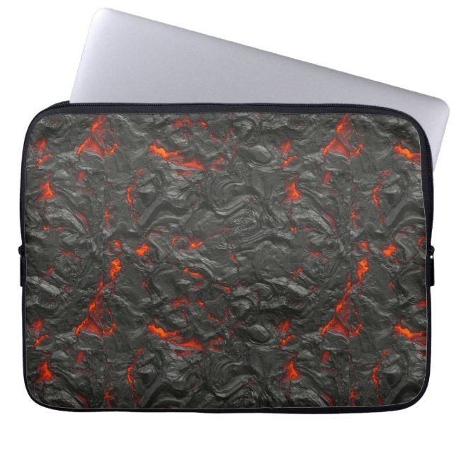 Molten lava volcano black and red laptop sleeve (Front)