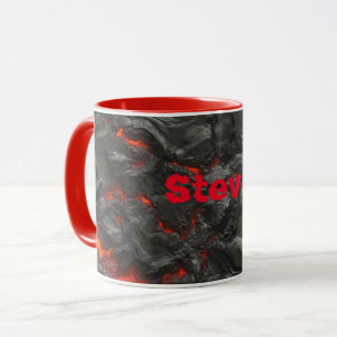 Molten lava volcano black and red mug