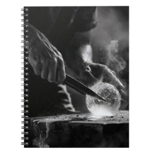 Molten Precision Black White Glass Art Notebook