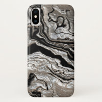 Molten Silver Black Marble Pattern
