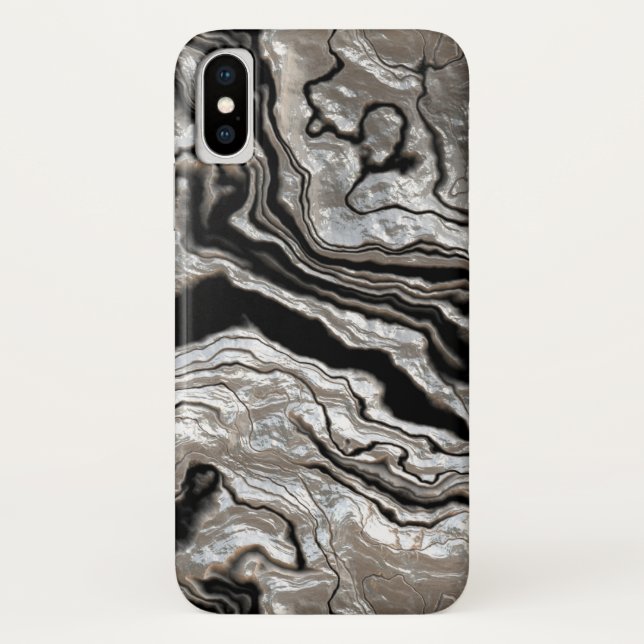 Molten Silver Black Marble Pattern Case-Mate iPhone Case (Back)