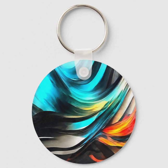 Molten Warmth Vivid Abstract Landscape 3 Key Ring (Front)