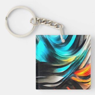 Molten Warmth Vivid Abstract Landscape 4 Key Ring
