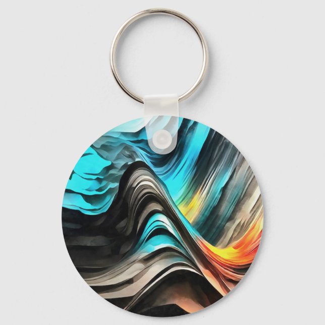 Molten Warmth Vivid Abstract Landscape Key Ring (Front)