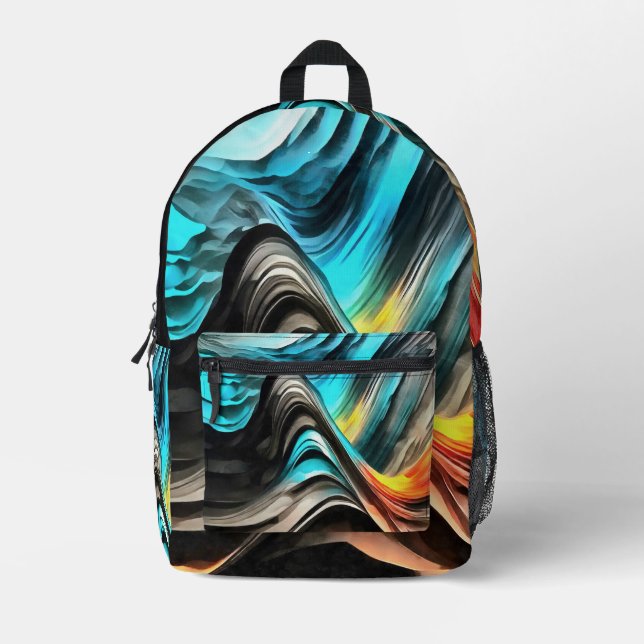 Molten Warmth Vivid Abstract Landscape Printed Backpack (Front)