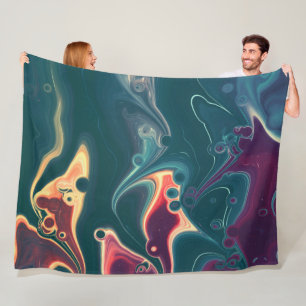 Molten Waves in Midnight Motion Fleece Blanket