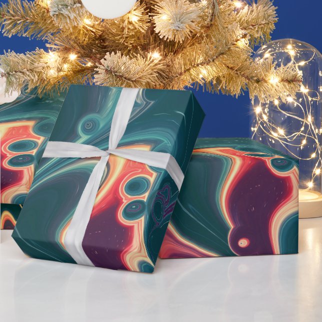 Molten Waves in Midnight Motion Wrapping Paper (Holidays)
