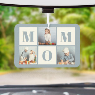 Mom 3 Photo Collage Dusty Blue Car Air Freshener