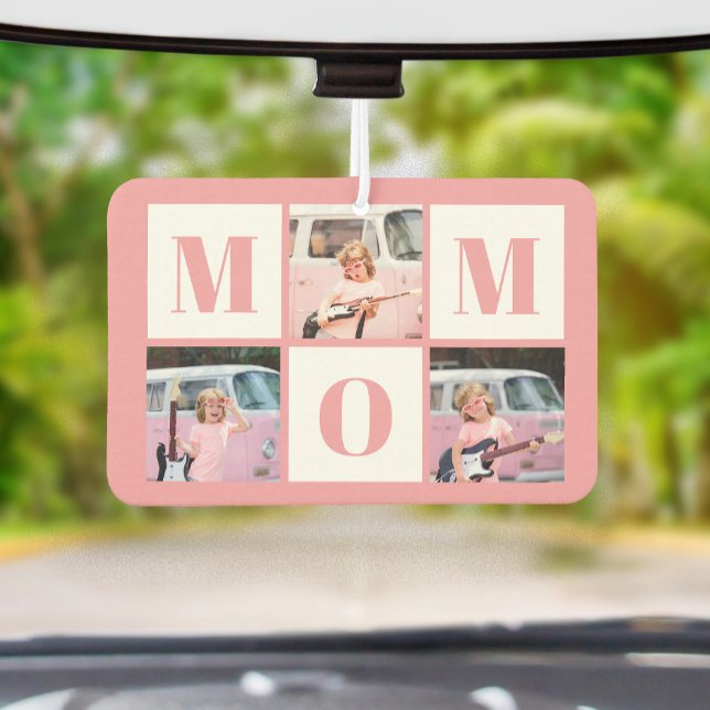 Mom 3 Photo Collage Pink Car Air Freshener (Creator Uploaded)