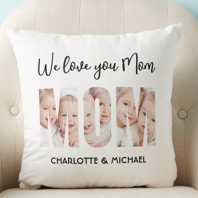 Mom 3 Photos Cutout Letters Cushion (Creator Uploaded)