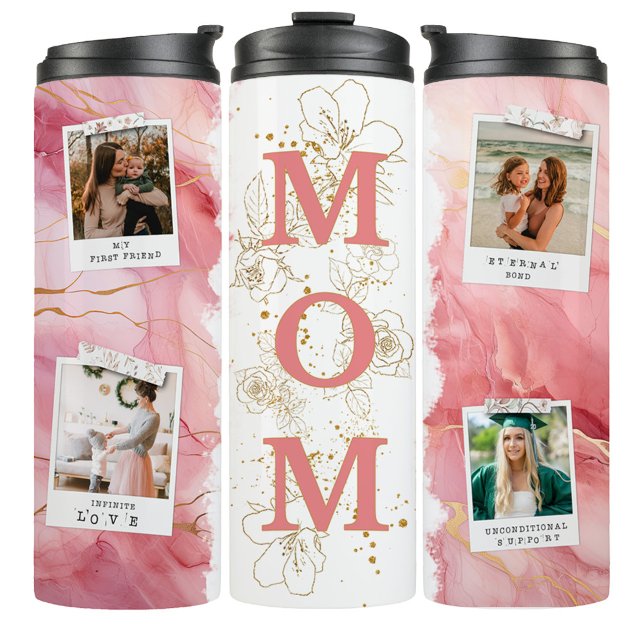 Mom 4 Photo Snapshots Coffee Travel Tumbler Mug (Creator Uploaded)