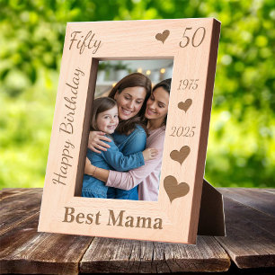 Mom 50th Birthday Photo frame with name love heart