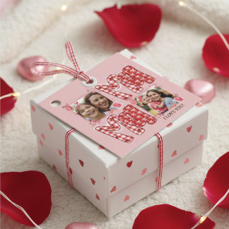 Mom and Child Valentine's Day Red Plaid Hearts Favour Tags