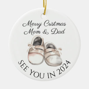 Mom and Dad to be new baby pregnancy announcement  Ceramic Tree Decoration