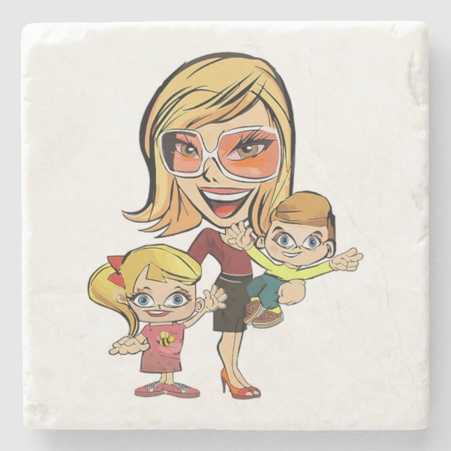 MOM AND KIDS STONE COASTER (Front)