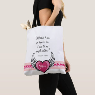 MOM Angel Wings White Background Tote Bag