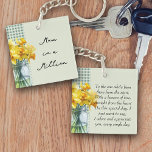 Mom Appreciation Poem Green Gingham and Daffodils Key Ring<br><div class="desc">Mom appreciation gift - perfect for mother's day,  birthday or just because. The keyring is decorated front and back with a jar of spring daffodils in bloom and a green country farmhouse gingham. The mom poem is full editable as is the handwritten message on the back.</div>