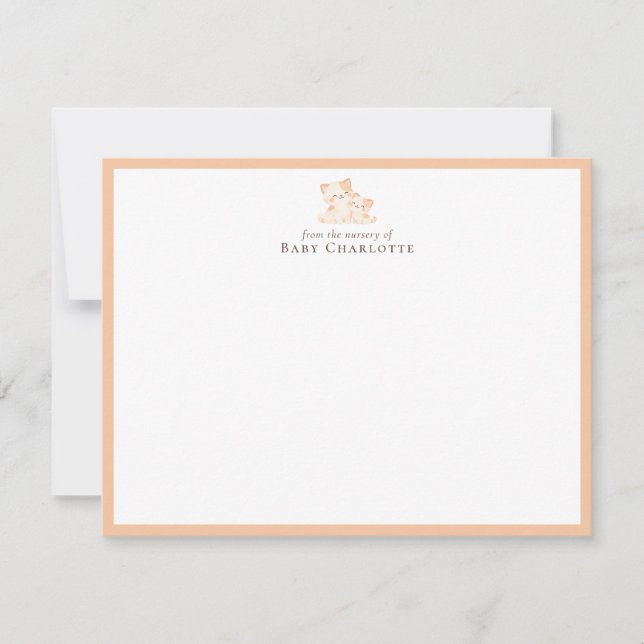 Mom & Baby Cat Nursery Note Card – Personalized (Front)