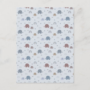 Mom & Baby Elephant Pattern Shower Curtain Holiday Postcard