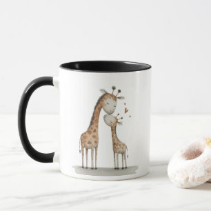 Mom & Baby Giraffe Cute Illustration Mug