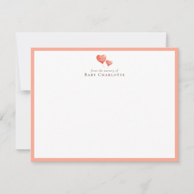 Mom & Baby Heart Balloon Note Card – Personalized (Front)