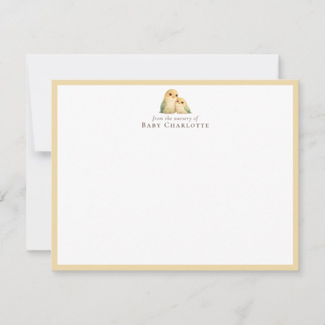 Mom & Baby Parrot Nursery Note Card – Personalized (Front)