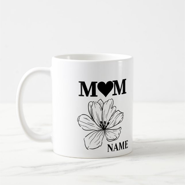 MOM BLACK BOTANICAL FLOWER MUG (Left)