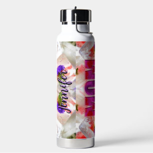 'Mom-Boss-Fire' - Floral design in cubes Water Bottle