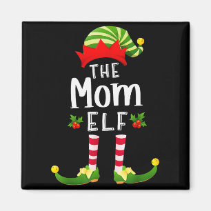 Mom Christmas Elf Matching Pajama X-mas Party Magnet