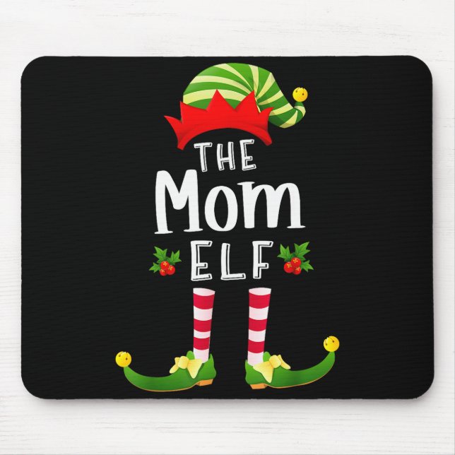 Mom Christmas Elf Matching Pajama X-mas Party  Mouse Pad (Front)
