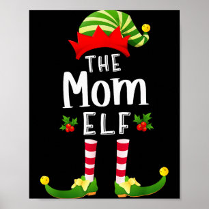 Mom Christmas Elf Matching Pajama X-mas Party Poster