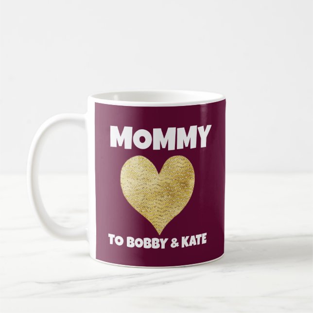 MOM CUSTOM NAMES KIDS COFFEE MUG (Left)