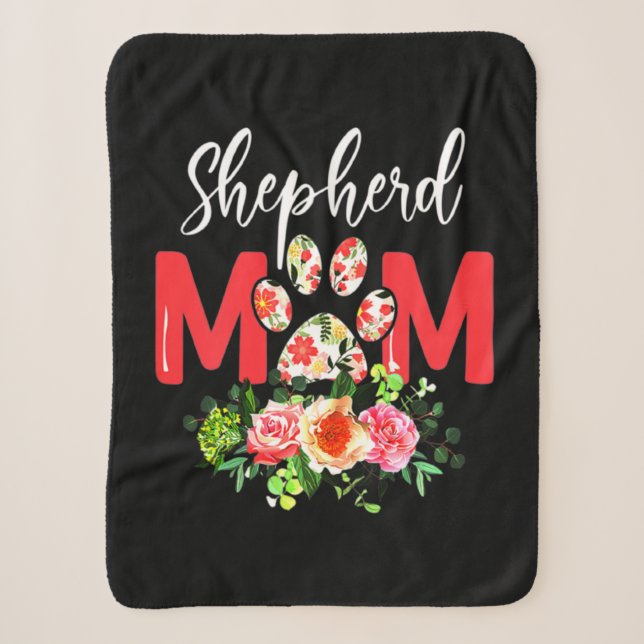 Mom Cute German Shepherd Sherpa Blanket (Front)