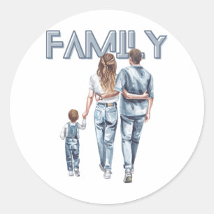 Mom, Dad And Son Sticker
