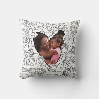 Mom Daughter Ballerina Color In Photo Cushion