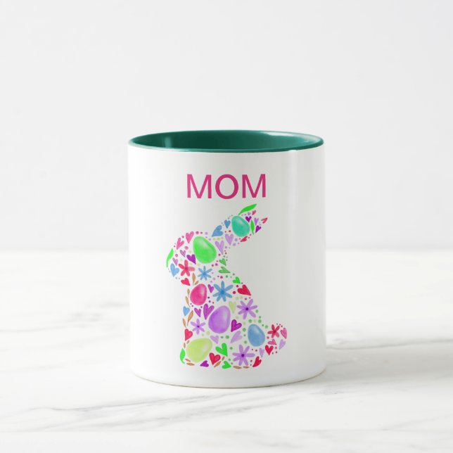 "MOM" EASTER EGG RABBIT IN PASTEL COLORS MUG (Center)