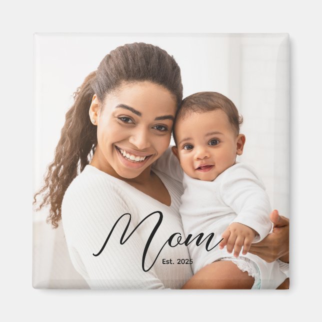 Mom Est. Photo New Mom Gift Magnet (Front)