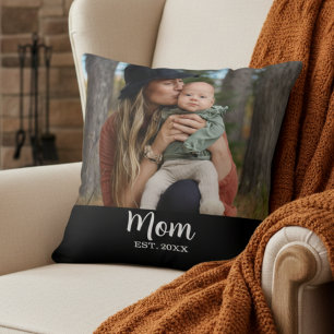 Mom Est. Script Photo  Cushion