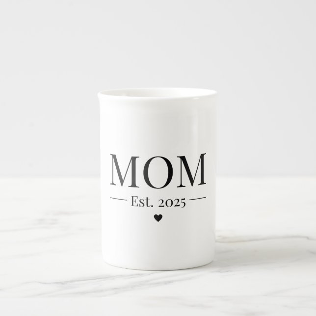 Mom Established 2025 Bone China Mug (Front)